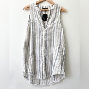 FATE Linen Sleeveless Tunic Button Up. Lagenlook. Size L.